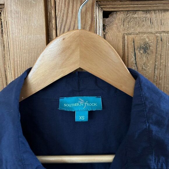 Southern Frock XS Navy Blue Long Sleeve Half Button Blouse‎ Lightweight Tunic - Picture 3 of 9